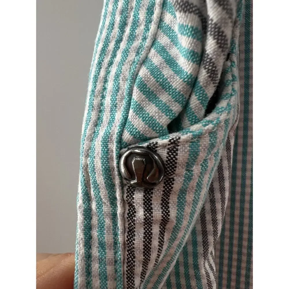 Lululemon Athletica Men’s Shorts Kahuna Teal Blue Gray Striped Pockets Size 36